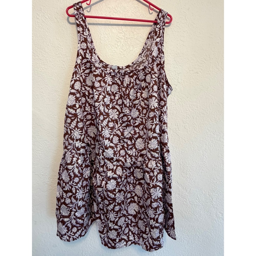 Old Navy Brown Lilac Floral Scoop Neck Sleeveless Cotton Tank Top 2X 898227-00